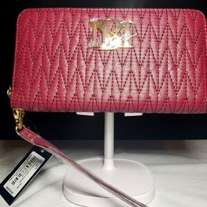 Badgley Mischka vegan leather Burgandy long wallet/wristlet NWT